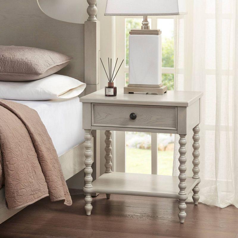 Natural Elegance Whitewash Wood Nightstand with Turned Legs