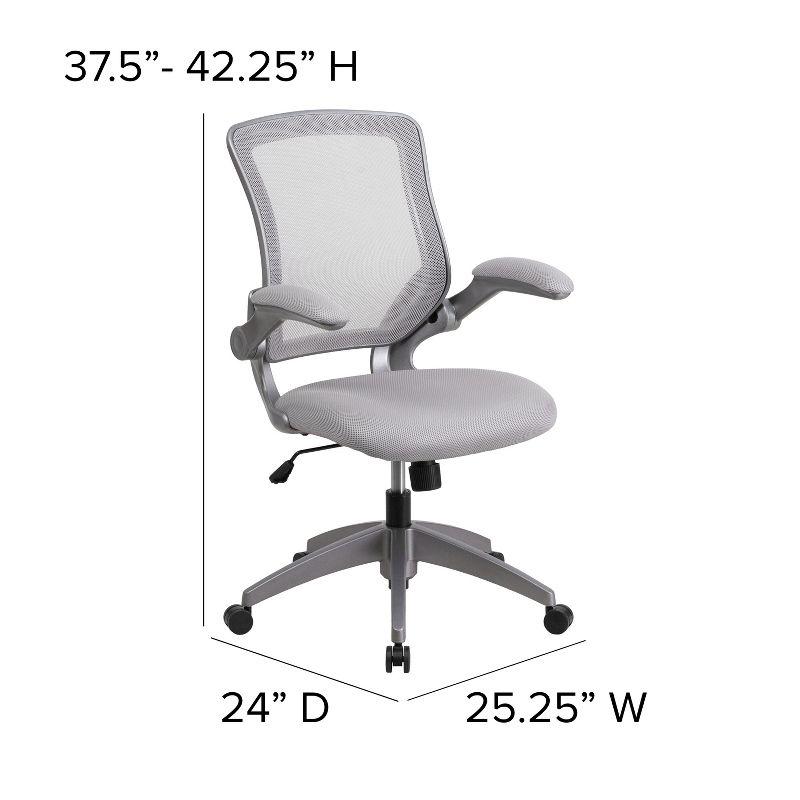 Flash Furniture Mid-Back Gray Mesh Swivel Ergonomic Task Office Chair with Gray Frame and Flip-Up Arms