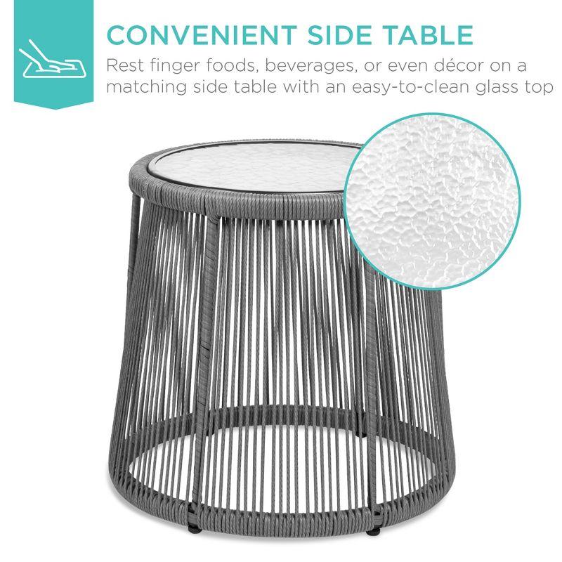 Best Choice Products 3-Piece Patio Conversation Bistro Set, Outdoor Wicker w/ 2 Chairs, Cushions, Side Table - Gray/Navy