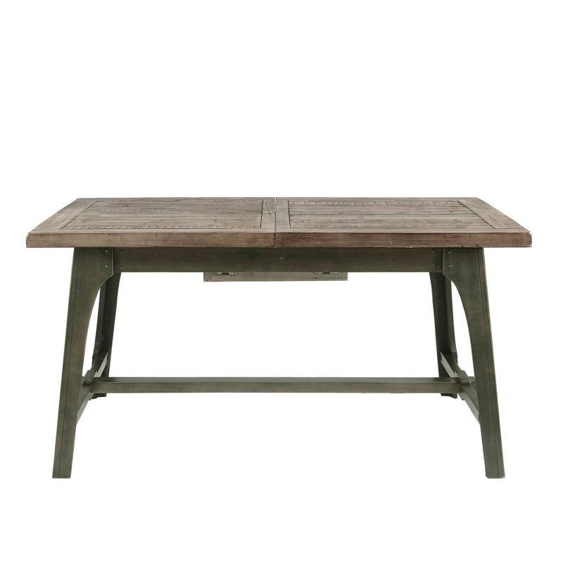 Ink+Ivy Oliver Extendable Dining Table Gray: Self-Storing Leaf, Seats Six, Antique Bronze Legs