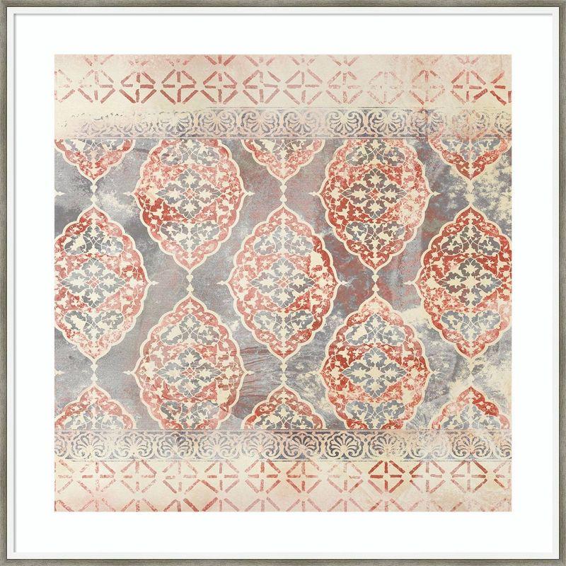 Earthy Indigo Textile III Red and Gray Framed Wall Art