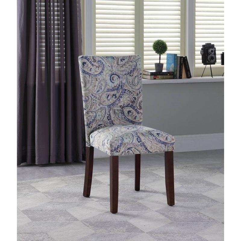 Set of 2 Parson Dining Chair Blue Velvet Paisley Print - HomePop: Upholstered, Foam-Filled, Hardwood Frame