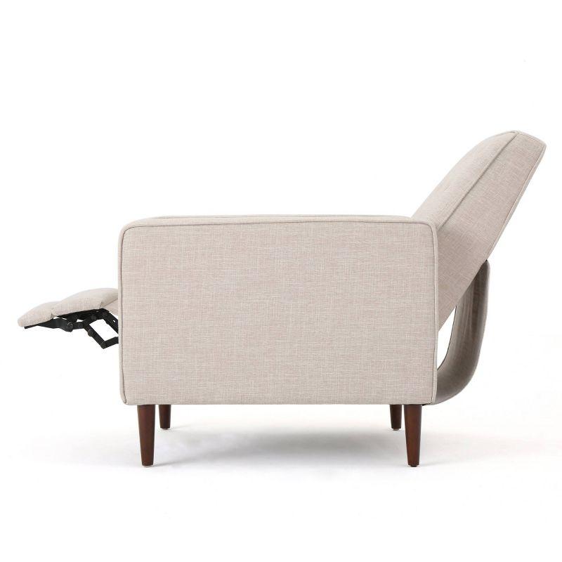 Mervynn Mid-Century Recliner Cream - Christopher Knight Home: Tufted Back, Beech Wood Legs, Polyester Upholstery