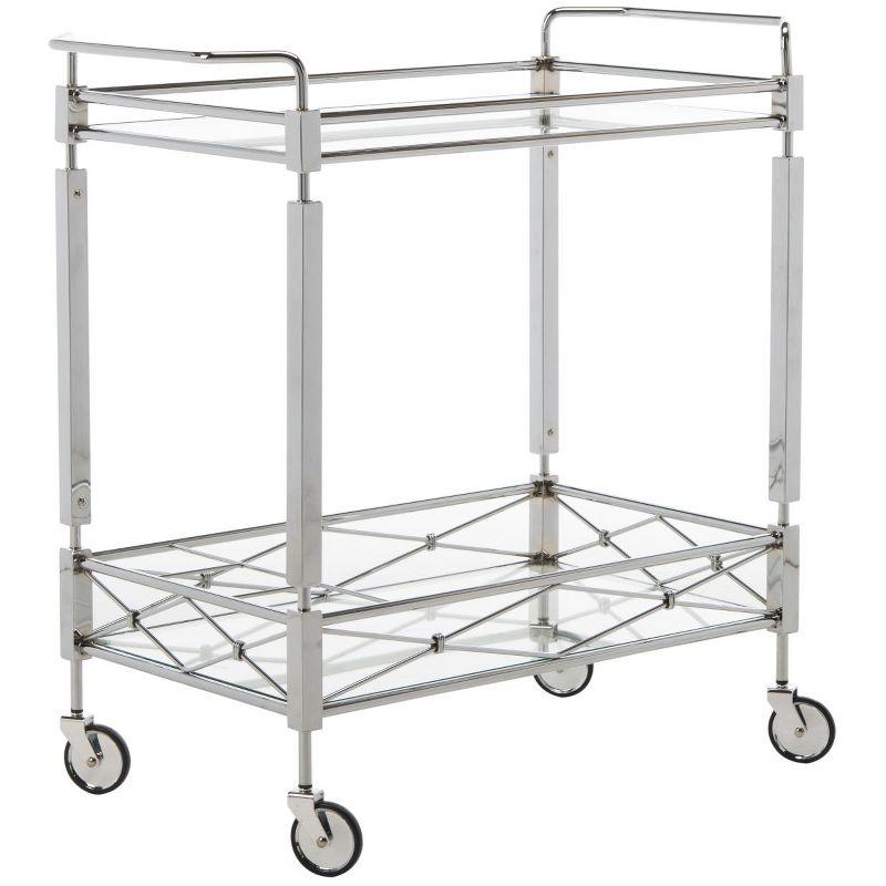 Ingrid 2 Tier Bar Cart - BCT8000A - Chrome/Glass - Safavieh