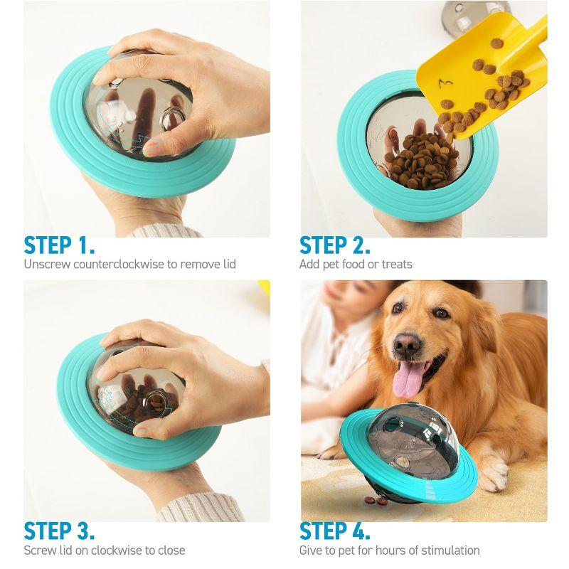 ANYPET Dog Planet Interactive Toy Puzzle Treat Ball, Food Dispensing Chew Toys for Medium to Large Dogs, Blue