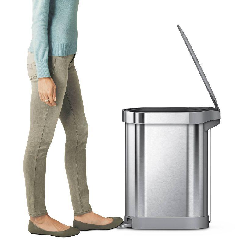 simplehuman 45 Liter / 12 Gallon Slim Hands-Free Kitchen Step Trash Can, Stainless Steel