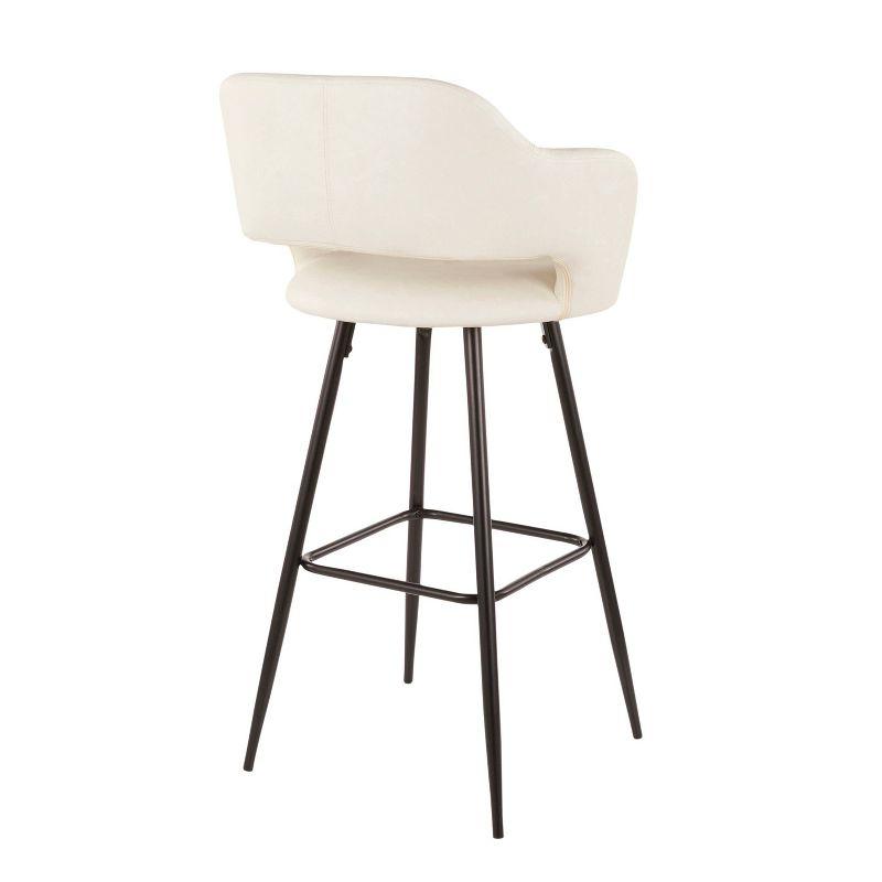 Set of 2 Margarite Contemporary Barstools: Ergonomic Low Back, Metal Legs, 29" Seat Height - LumiSource