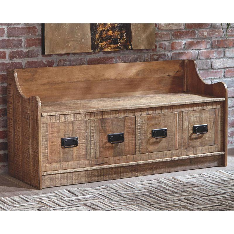 Garrettville Storage Bench Brown - Signature Design by Ashley: Solid Wood, Entryway, Ottoman, End-of-Bed