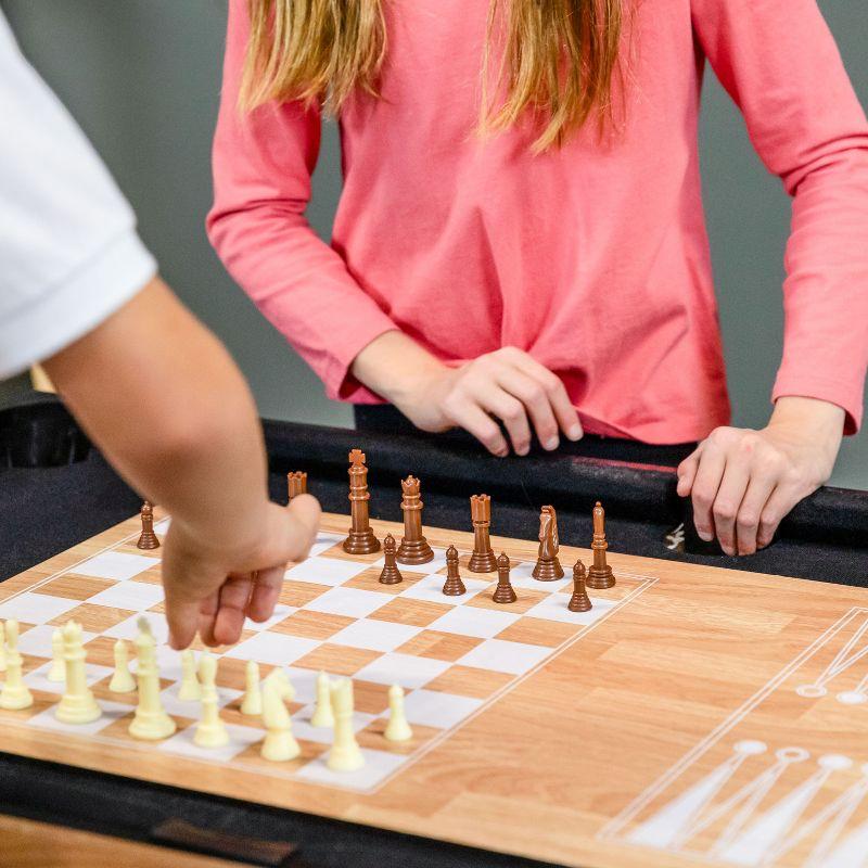 Sunnydaze Indoor Multi-Game Table with Billiards, Push Hockey, Foosball, Ping Pong, Bowling, and More - Light Wood Look
