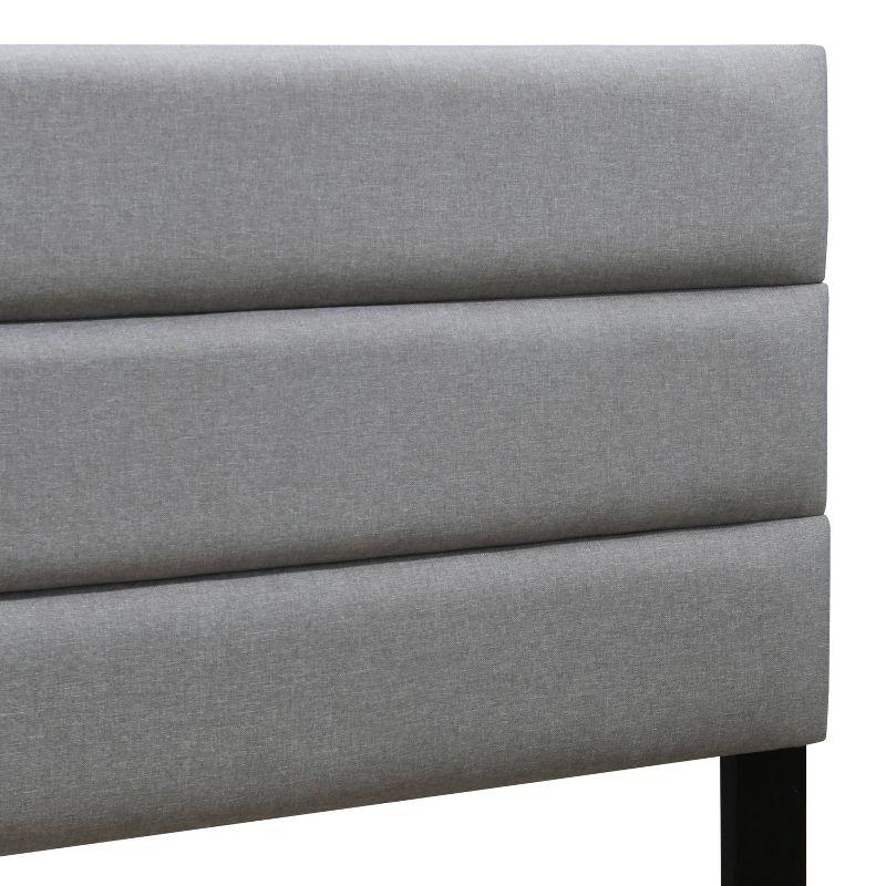 Hudson King-Size Gray Linen Tufted Upholstered Bed with Slats