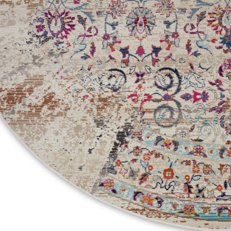 Nourison Vintage Kashan VKA02 Ivory/Light Blue/Orange Indoor Area Rug - 6' x ROUND