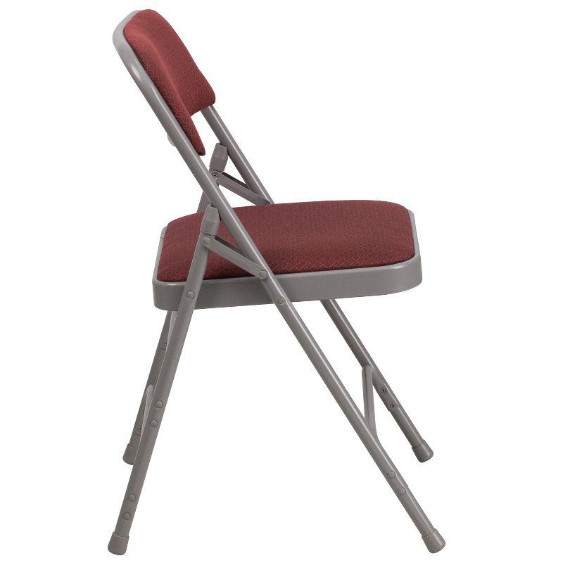 Burgundy Patterned Armless Metal Folding Chair Set