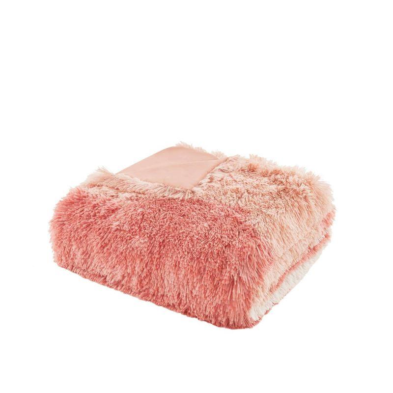 Intelligent Design Rachel Ombre Shaggy Faux Fur Microfiber Soft Duvet Cover Set Blush