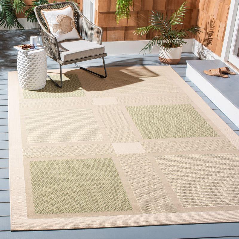 Natural Olive Geometric Flat Woven Indoor/Outdoor Area Rug 9' x 12'