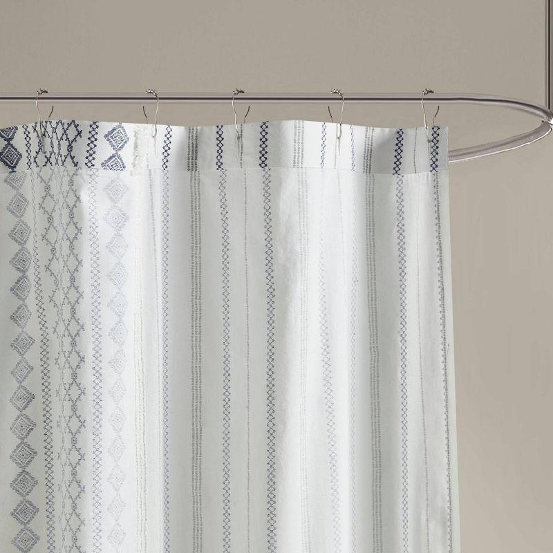 INK+IVY Imani 100% Cotton Printed Shower Curtain with Chenille