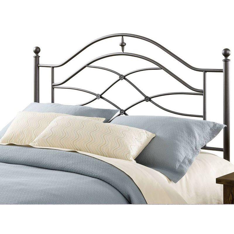 Cole King Size Metal Frame Bed with Double Arch Headboard in Black Twinkle