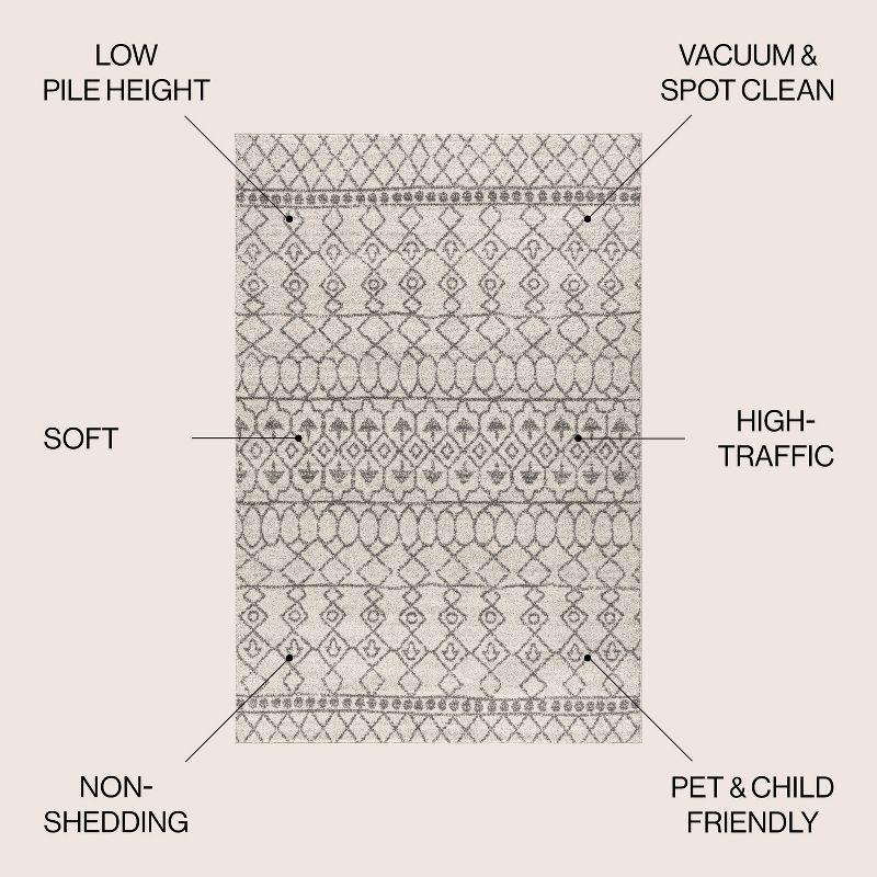5'x8' Izil Moroccan Beni Souk Area Rug, Cream/Gray - JONATHAN Y