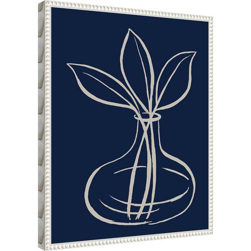 Amanti Art Line Leaves In Vase On Navy I by Elizabeth Medley Canvas Wall Art Print Framed 16 x 20-in.