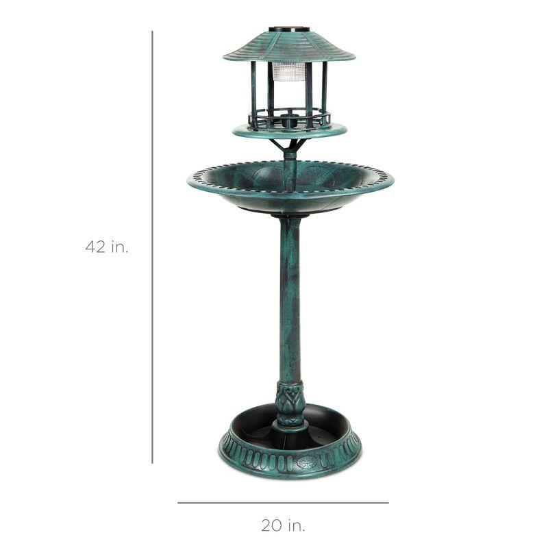 Best Choice Products Solar Outdoor Bird Bath Pedestal Fountain Garden Decoration w/ Fillable Planter Base