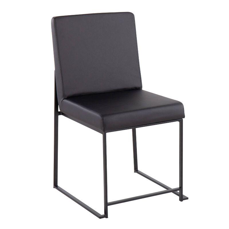 Set of 2 High Back Fuji Dining Chairs: Upholstered, Armless, Steel Frame - LumiSource
