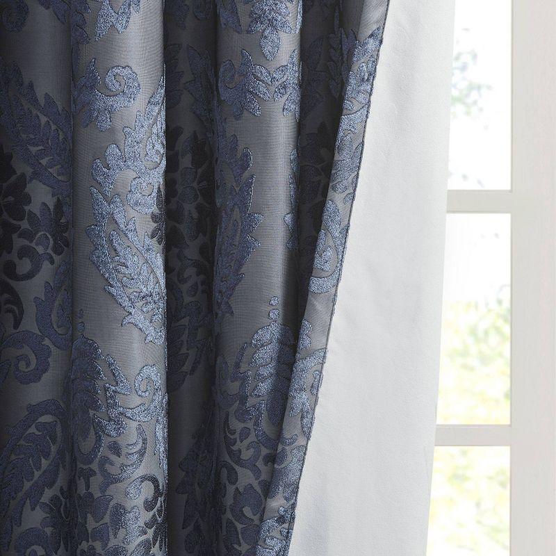 Madison Park Amelia Knitted Jacquard Paisley Total Blackout Grommet Top Single Curtain Panel