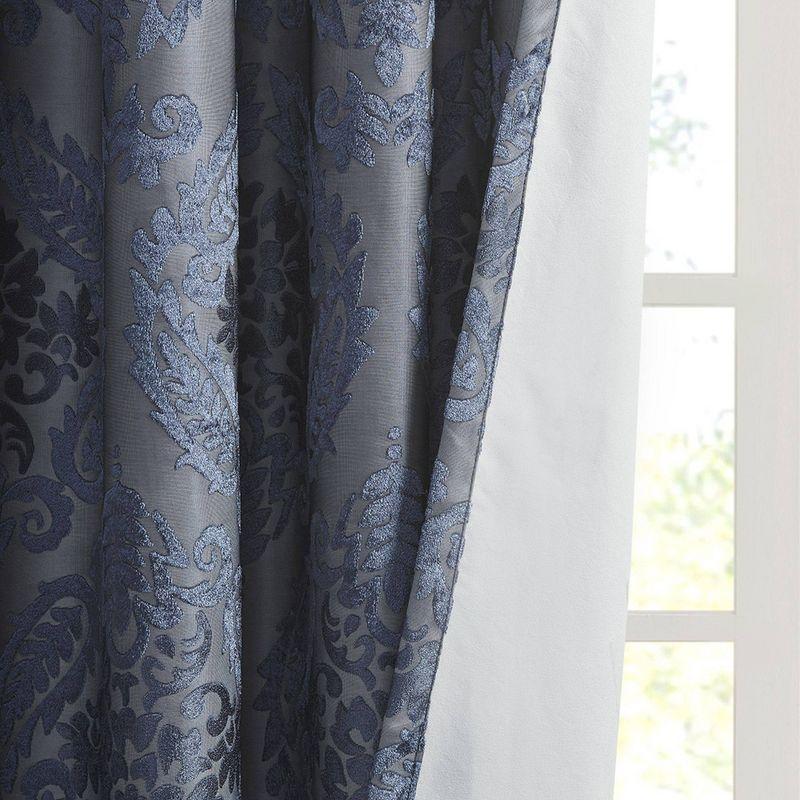 Amelia Knitted Jacquard Paisley Total Blackout Grommet Top Curtain Panel