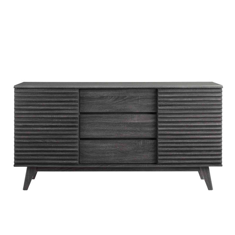 63" Render Sideboard Buffet Table or TV Stand Charcoal - Modway: Mid-Century Modern, Media Storage