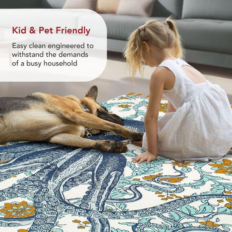Thomas Paul Thomas Paul Octopus Tasseled Blue/Yellow Area Rug