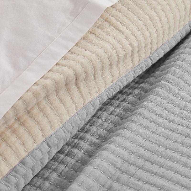 Luxurious Grey Mist Cotton Gauze Full/Queen Reversible Quilt Set