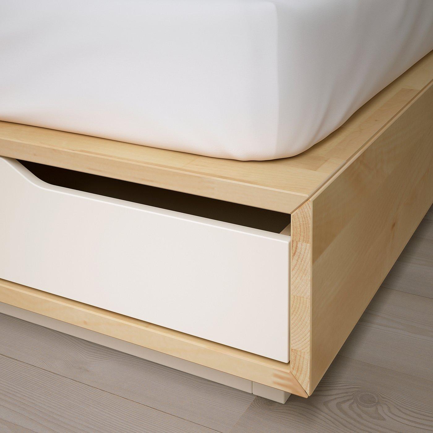 MANDAL Bed frame with storage - birch/white Queen
