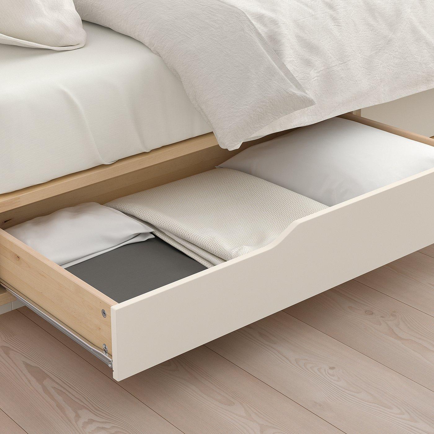 MANDAL Bed frame with storage - birch/white Queen