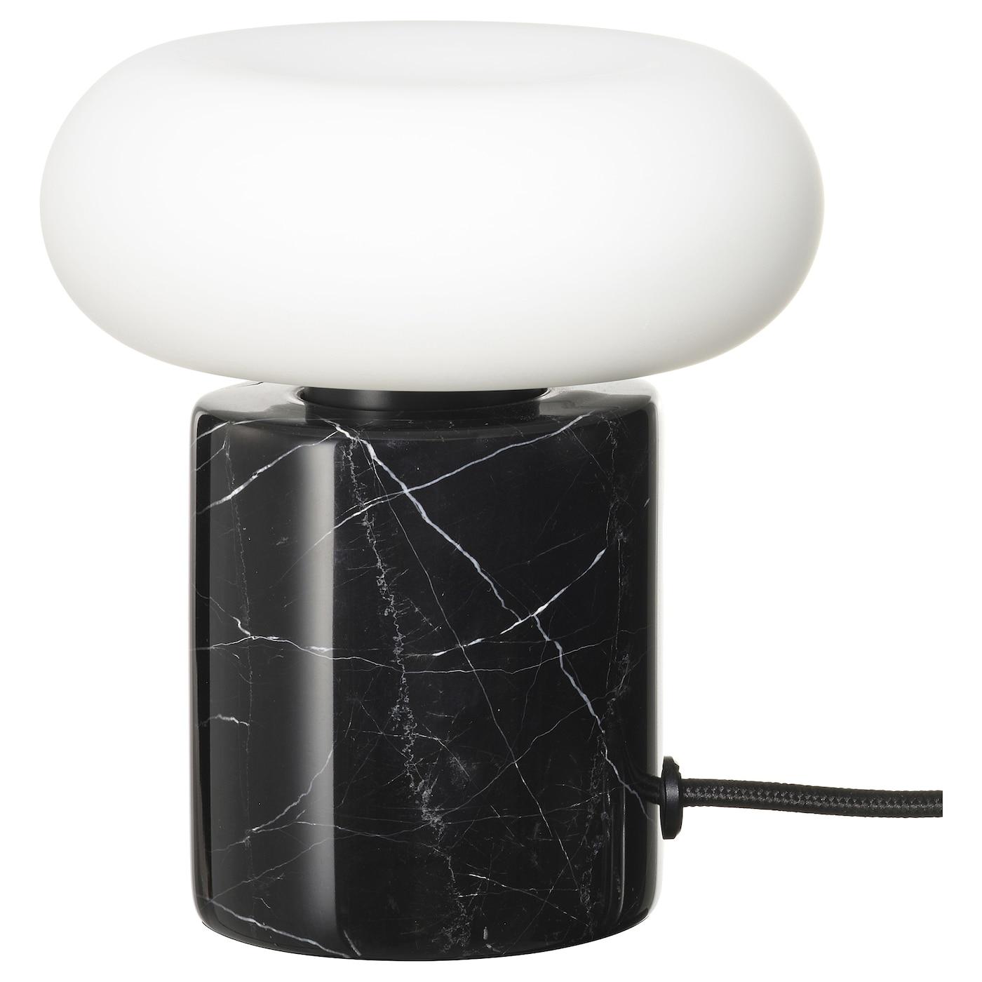 MARKFROST / MOLNART Table lamp with LED bulb - black/marble black