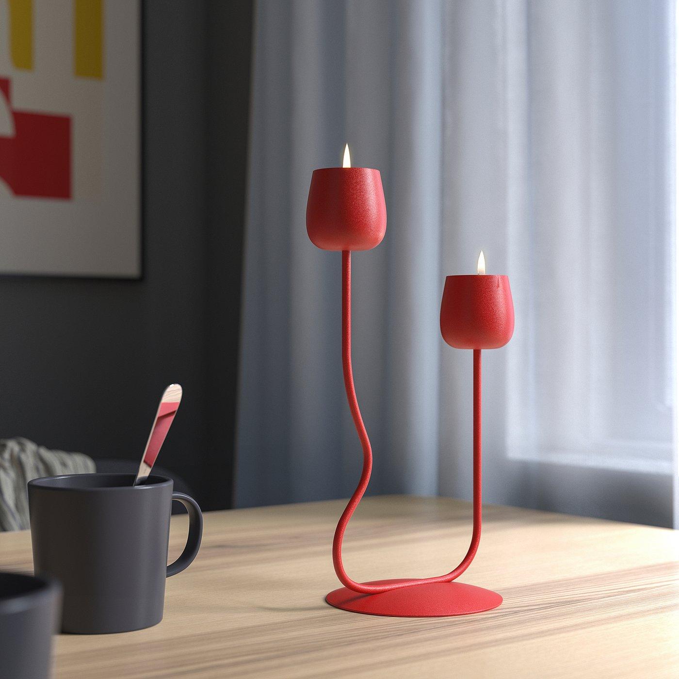 SILVERPÄRON Candlestick/tealight holder - bright red 11 "