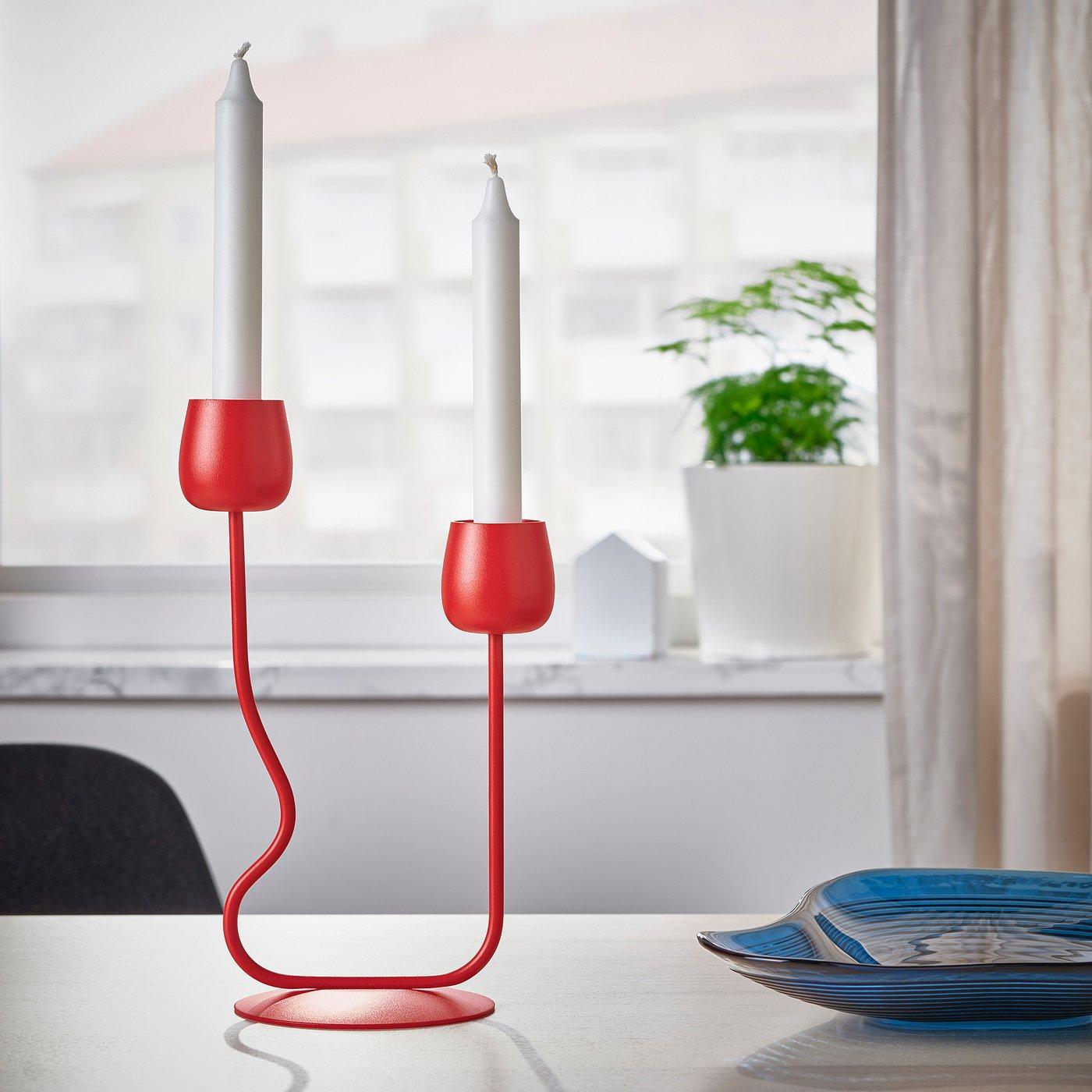 SILVERPÄRON Candlestick/tealight holder - bright red 11 "