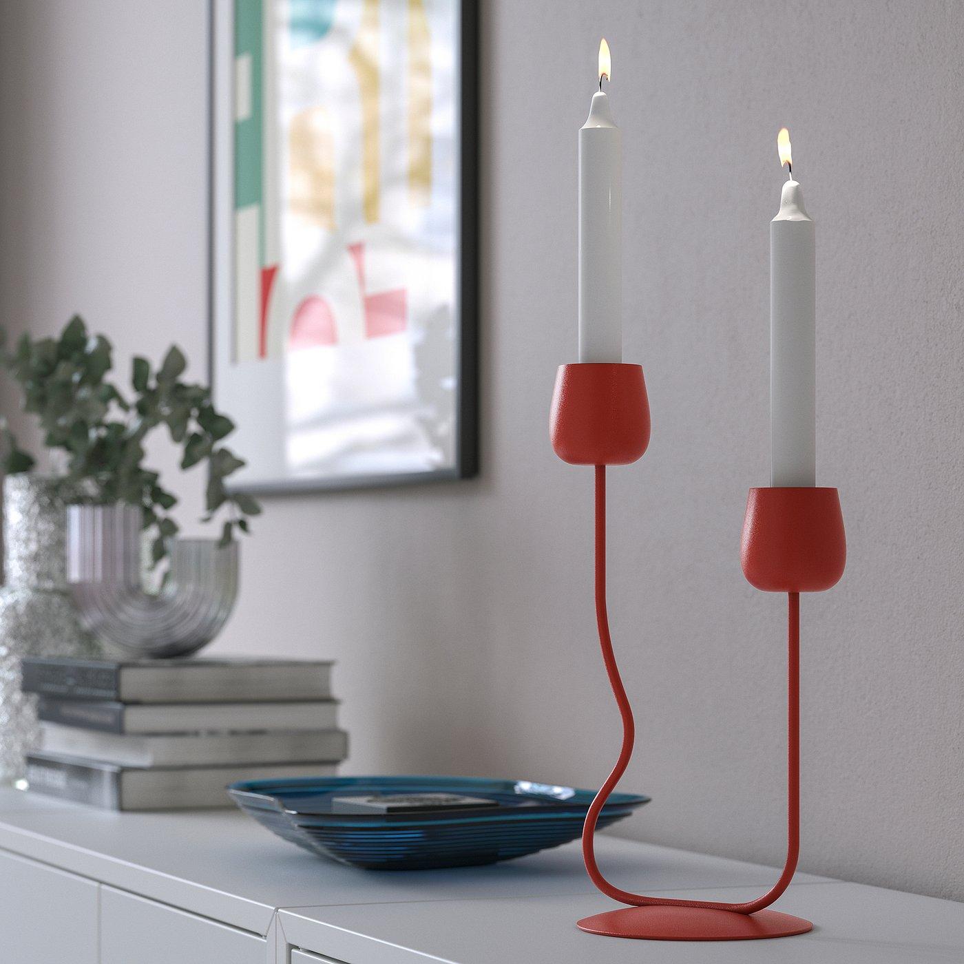 SILVERPÄRON Candlestick/tealight holder - bright red 11 "