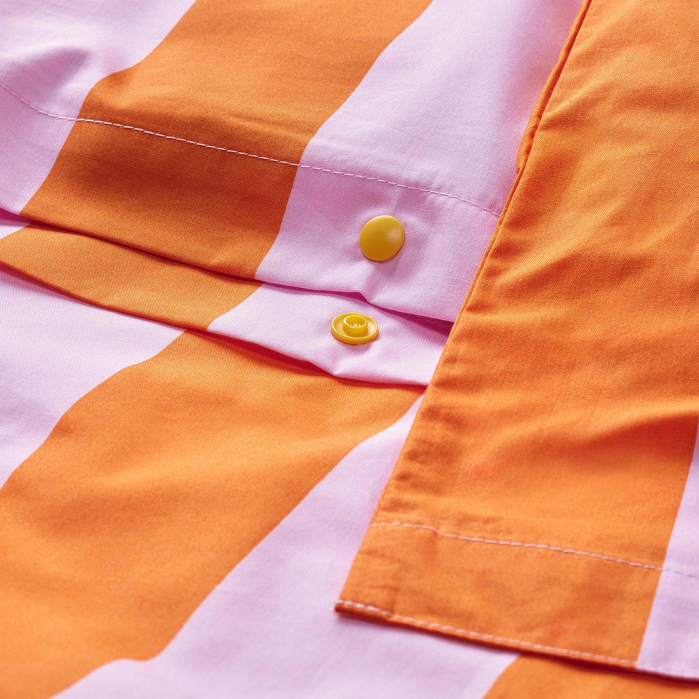 SLÅNHÖSTMAL Duvet cover and pillowcase(s) - orange/pink/stripe King