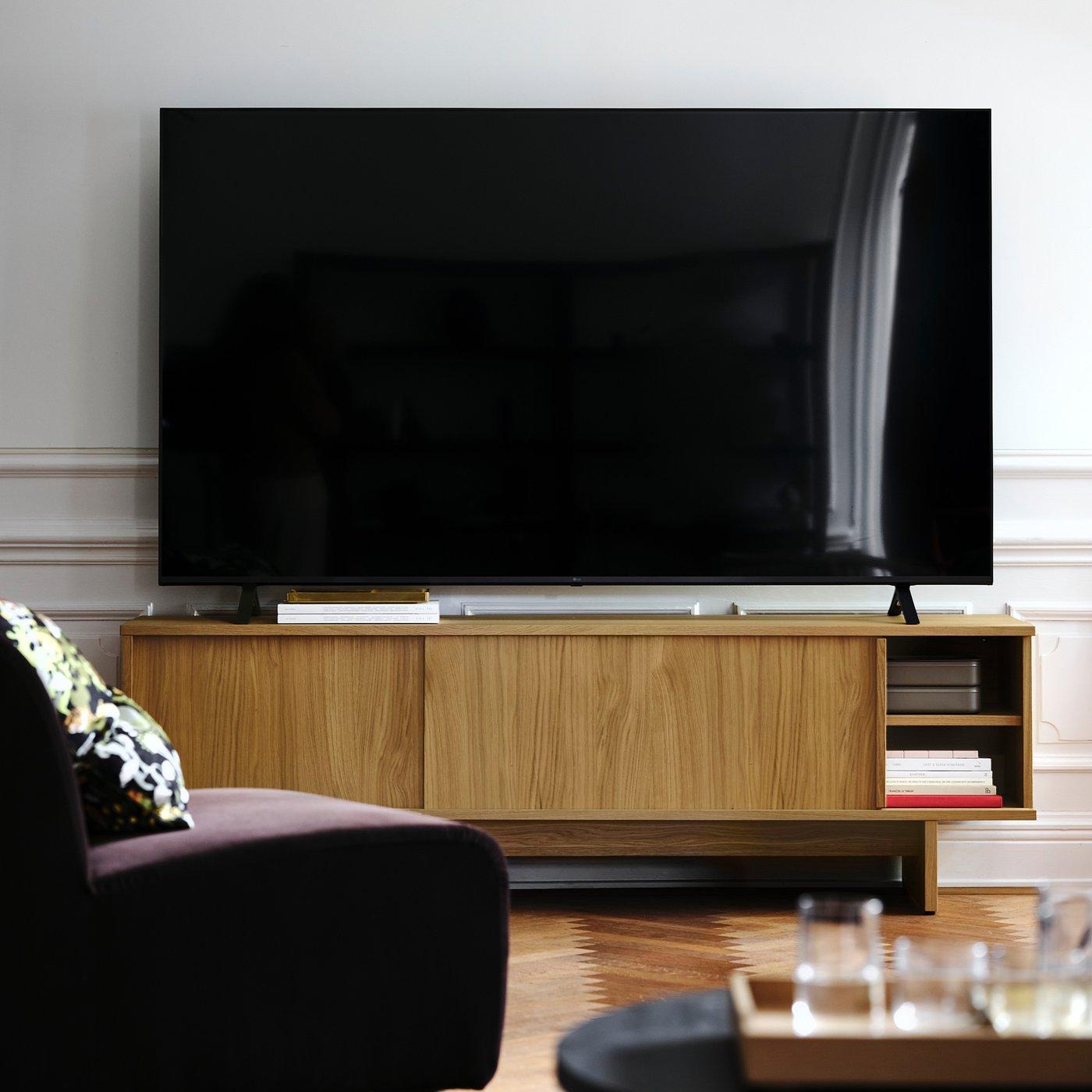STOCKHOLM 2025 TV unit with sliding doors - oak veneer 70 3/8x16 1/2x22 1/8 "