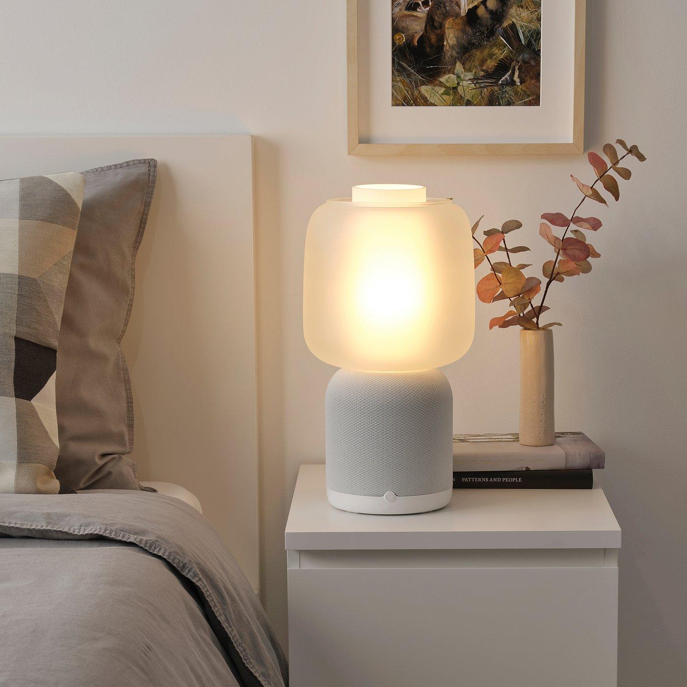 SYMFONISK Sonos speaker lamp, glass shade - white