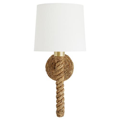 Douglas Antique Brass and Jute Wrapped 19" Sconce with Linen Shade