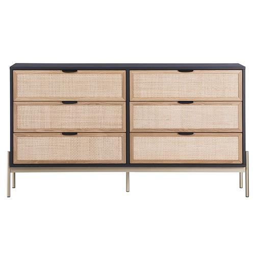 Avida 63'' Transitional Double Dresser with Soft Close Black Drawers