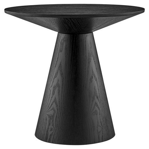 Barra Sleek Matte Black Ash Wood Round Side Table