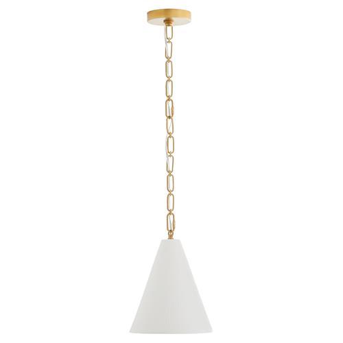 Oakland Matte Bone Porcelain Pendant with Antique Brass Chain