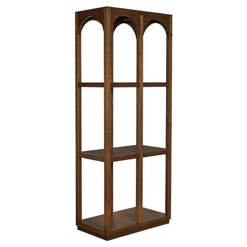 Contemporary Dark Walnut Wood Etagere with Ample Storage