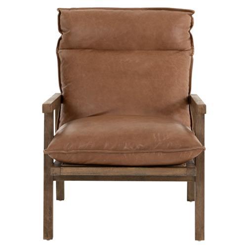 Orion Contemporary 27'' Brown Leather Accent Chair with Ladder-Back