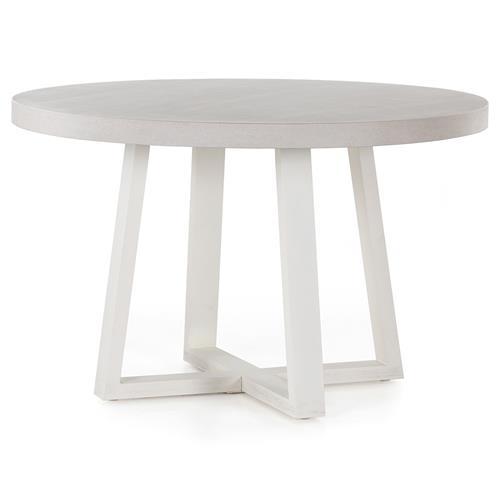 Cyrus 47'' Beige and White Round Outdoor Dining Table