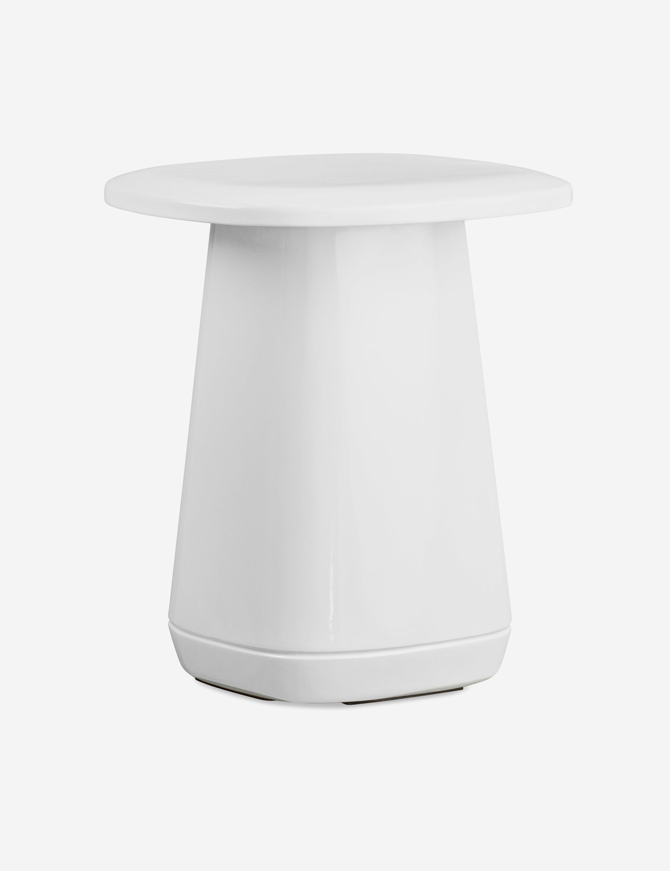 White Round Glass Sculptural Side Table