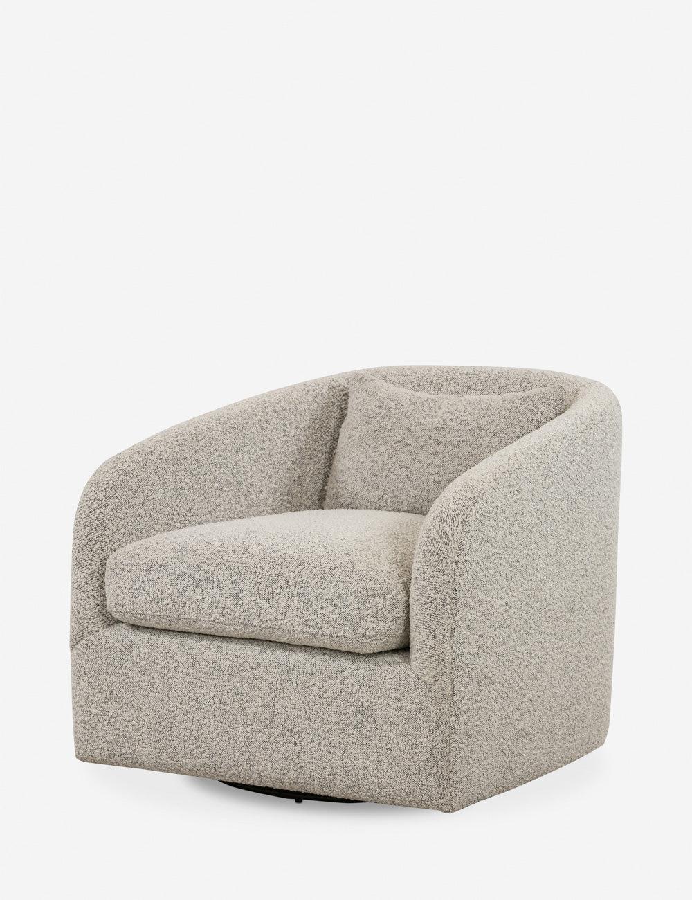 Domino White Leather Swivel Chair with Plush Pillow