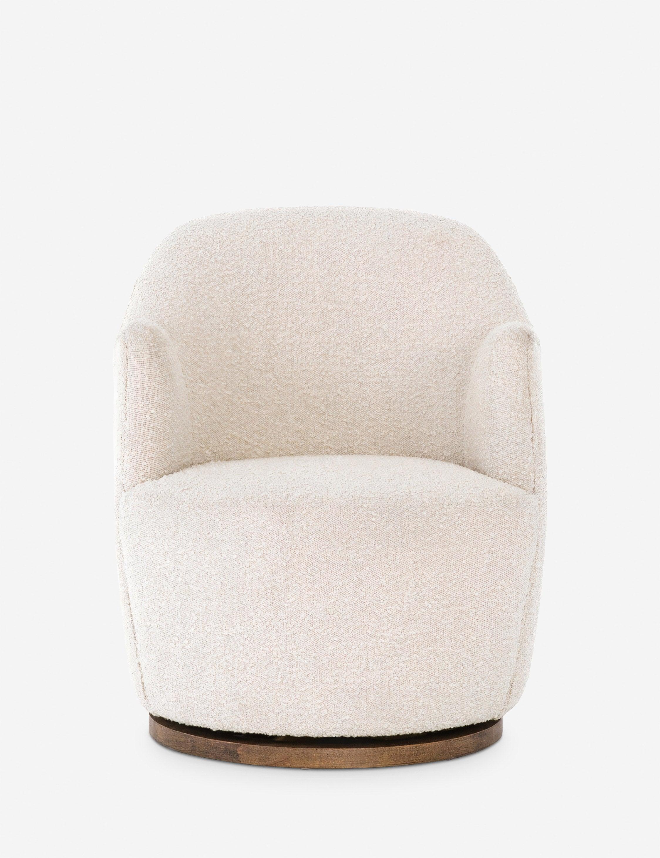 Knoll Natural Barrel Leather Swivel Chair with Wooden Base