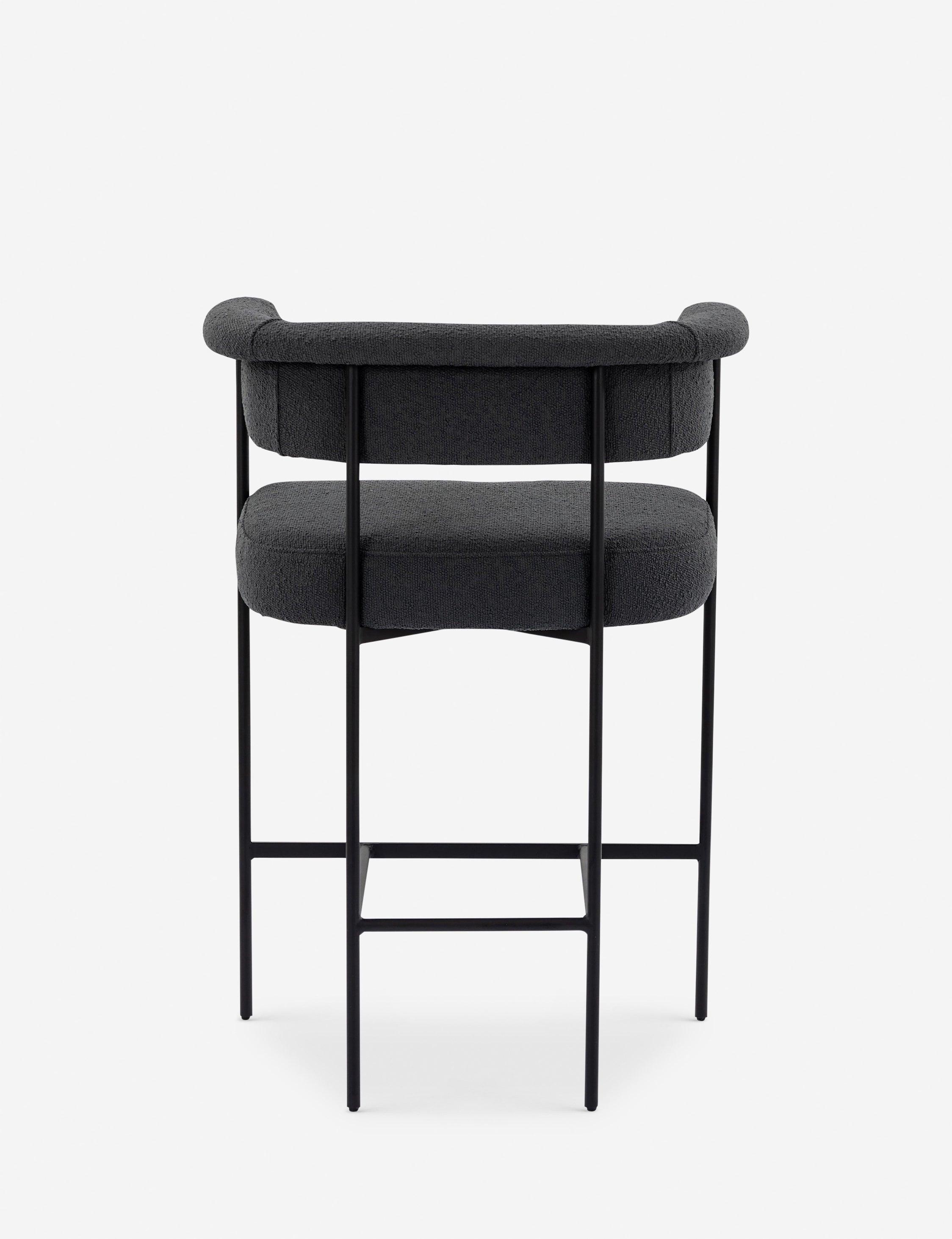 Saddle Style Fiqa Slate Boucle Metal & Leather Counter Stool