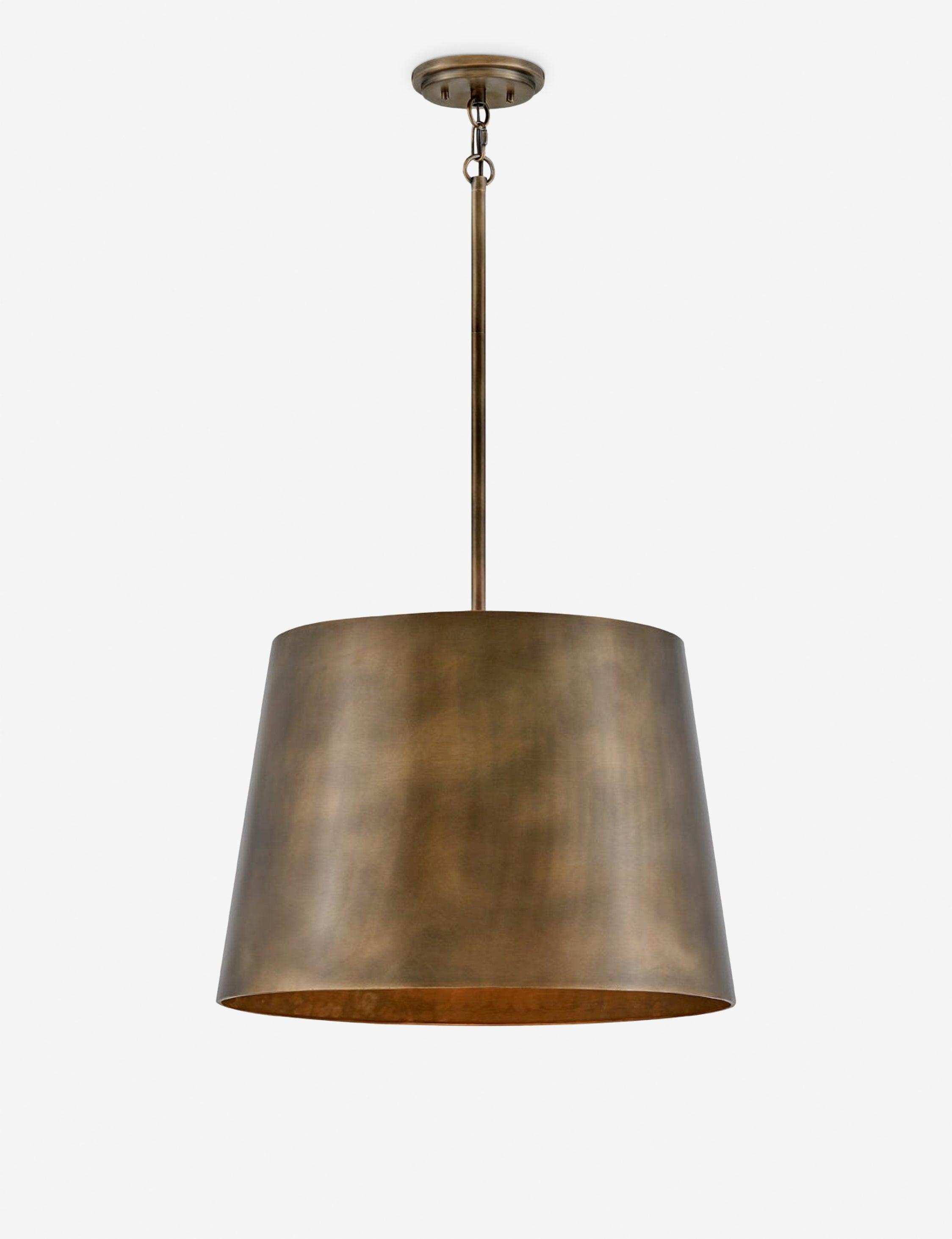 Burnished Bronze 20" Drum Pendant Light with Clear Glass